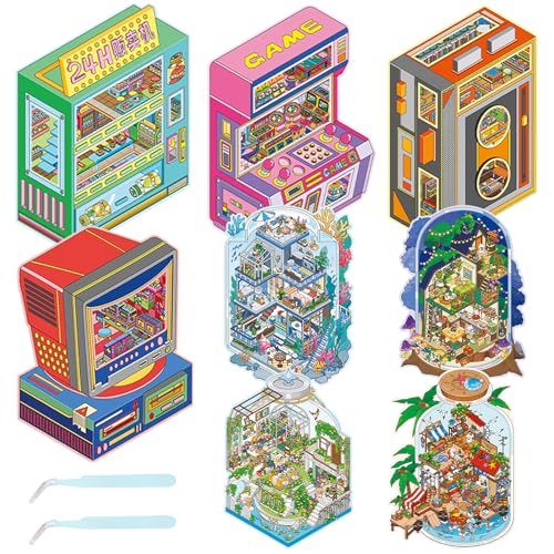 3D Haus Aufkleber,8 Stück DIY Miniatur-Szene Aufkleber mit 2 Pinzette,Große Spaß Aufklebers Buch,Niedliche Cartoon Tier Szene Aufklebers für Erwachsene Kind Kunst Stress abbauen Zeitvertreib (8 Stück) 3D Haus Aufkleber,8 Stück DIY Miniatur-Szene Aufkleber mit 2 Pinzette,Große Spaß Aufklebers Buch,Niedliche Cartoon Tier Szene Aufklebers für Erwachsene Kind Kunst Stress abbauen Zeitvertreib (8 Stück) von TNTGMG