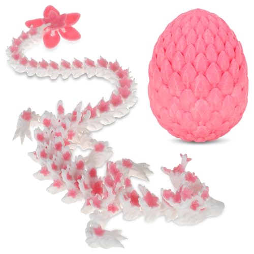 3D-gedrucktes Drachenei mit Drache im Inneren,29cm Realistisches Drachen-Zappelspielzeug,Einzigartige Fantasy-Tischdekoration,Magisches bewegliches Drachenmodell für den Schreibtisch im Büro(Rosa) von TNTGMG