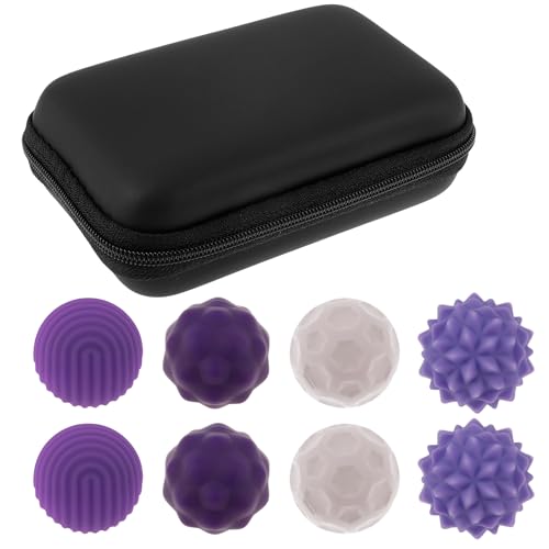 Magnetische Bälle, 8 Stück Silikon Zappelspielzeug mit Texturen und Aufbewahrungsbox, Kugeln Länge 3 cm, Magnet Ball Stress Relief Sensorik Spielzeug für Erwachsene, Jugendliche(Lila) von TNTGMG