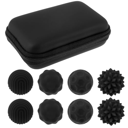 Magnetische Bälle, 8 Stück Silikon Zappelspielzeug mit Texturen und Aufbewahrungsbox, Kugeln Länge 3 cm, Magnet Ball Stress Relief Sensorik Spielzeug für Erwachsene, Jugendliche(Schwarz) von TNTGMG