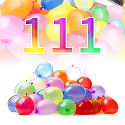 111 Stück Wasserbomben Balloons, Schnellfüller Wasserballons, 3 Bündel mit je 37 Wasserbomben, selbst verschließend ohne Knoten, Bunt Gemischt,viel Spaß von TNTOR
