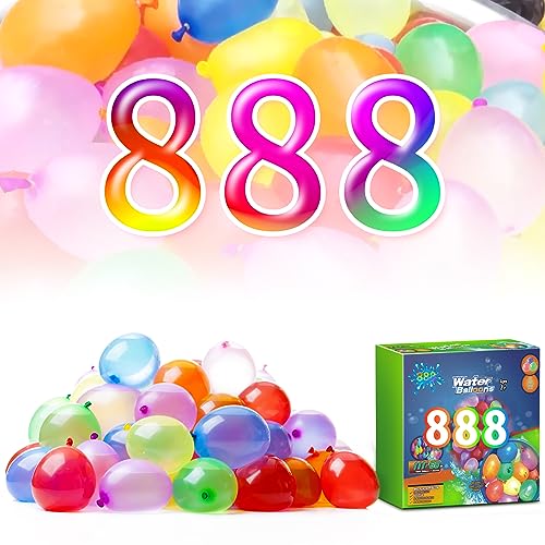 888 Stück Wasserbomben Balloons, Schnellfüller Wasserballons, 24 Bündel mit je 37 Water Balloons, selbst verschließend ohne Knoten, Bunt Gemischt,viel Spaß von TNTOR