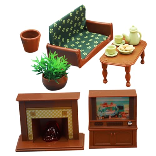 1 Satz Wohnzimmer Dekoratives Mini Modell für Puppenhaus Realistisches Sofa und Tv DIY Mini Dekoration und Fotorequisiten von TOBBOMEY
