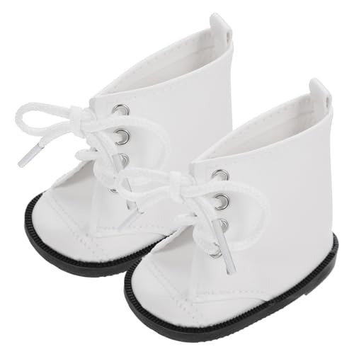 TOBBOMEY 1 Paar Puppenstiefel Kleine Puppe Puppenhausschrank Puppe High Heels Mini-szenenverzierungen Mini-schuhverzierung Spielpuppenschuhe Steppschuhe Für Mädchenpuppen Stoffschuhe Weiß von TOBBOMEY