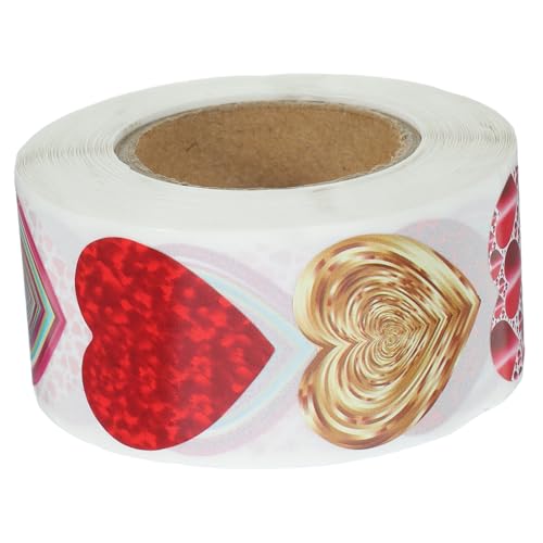 TOBBOMEY 1 Rolle Liebesaufkleber Partygeschenk Etiketten Herzform Etiketten Klebeetiketten Aufkleber Geschenkaufkleber Abziehbilder Herzetikett Siegeletiketten Aufkleber von TOBBOMEY