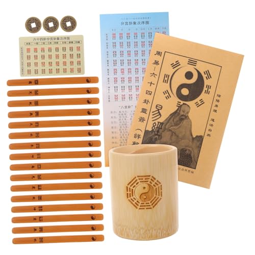 TOBBOMEY 1 Set I Ging Hexagramm Werkzeug, Wahrsagestäbe Mit Eimer, Wahrsage Requisite, Bambus Wahrsagespielstäbe, Wahrsagespiel Eimer, Wahrsagespiel Stäbchen Mit Topf, Wahrsagespiel von TOBBOMEY