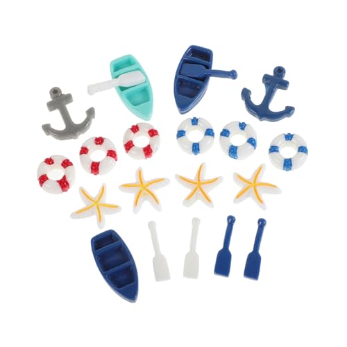 TOBBOMEY Puppenhaus-Miniatur-strandboot-Spielzeug-basteldekor-Set Mit 21 Harzstücken Für Die Küstendekoration von TOBBOMEY