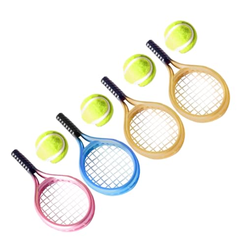 TOBBOMEY 1 Set Simuliertes Tennis Mini, Tennisschläger Für Kinder, Desktop Mini Tennisschläger, Tennisschläger Modell, Mini Tennisschläger, Miniatur Tennis Ornament, Puppenhaus von TOBBOMEY