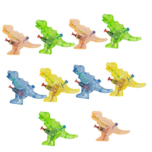 TOBBOMEY 10 Stück Dinosaurier Wasserpistolen Transparent mit Pfeife Bunte Wasserspritzpistole für Interaktives Outdoor für Pool Strand und Sommerparty Zufällige Farbe Zufällige Farbe von TOBBOMEY