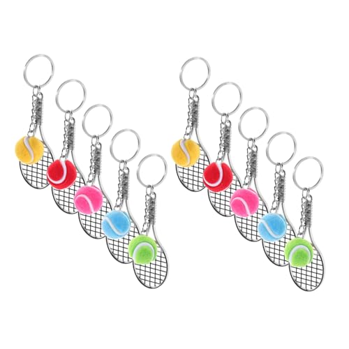TOBBOMEY 10 Stück Kindergeldbörse Ring Tennisbälle Erwachsene Spieler Liebhaber Jungen Tasche Frauen Sport Ball Party Schläger Rückseite Auto Legierung Schlüsselanhänger Geburtstag Für von TOBBOMEY