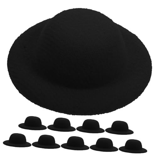 TOBBOMEY 10 Stück Mini Strohhut, Mini BAU Bastelhüte, Puppen Kopfbedeckungen, Zubehör, Kleine Hüte, Web Bastelhut, Mini Zaubererhut, Miniatur Winzighüte, Dekorativer DIY Hut von TOBBOMEY