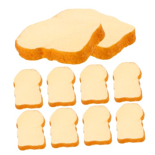 TOBBOMEY 10 Stück Simulierte Toastscheiben, Brotspielzeug, Kunstnahrung, Simulationsnahrung, Dessert, Lebensmittelspielzeug, Simulation, Gummi, Spielnahrung, Realistische Lebensmittel von TOBBOMEY