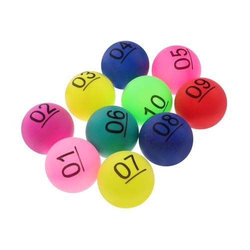 TOBBOMEY 10 Stück Teiliges Bunte Nummerierte Kunststoffbälle für Partyspiele und Nahtlose Kleine Ziehbälle mit Klarer Zahlendruck Leicht Langlebig und Vielseitig für Tombola und von TOBBOMEY