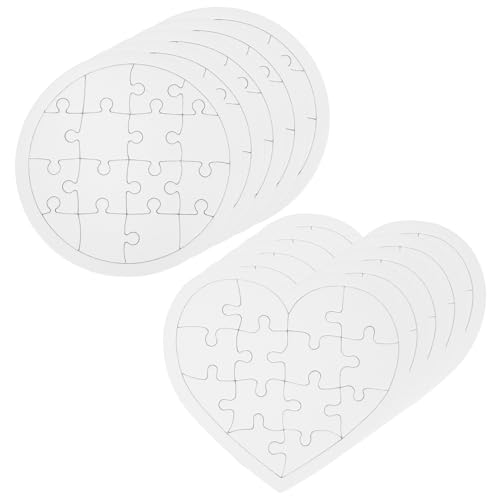 TOBBOMEY 10 Stück Teiliges DIY Blanko Puzzle aus Papier Kinderfreundlich zum Bemalen und Basteln Präzise Geschnittene Puzzle Teile in Herz Kreisform für Kreative Kunstprojekte und von TOBBOMEY