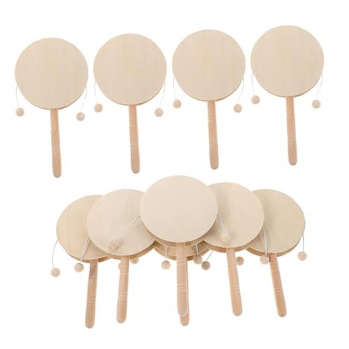 TOBBOMEY 10 Stück Teiliges DIY Holz Rassel Trommel Unbemalte Handtrommel aus Sicherem Holz Ergonomisch Leicht für Kreative und Bastelprojekte Eltern Junge Mädchen Interaktion Frühe von TOBBOMEY