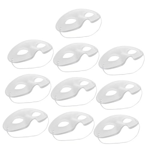 TOBBOMEY 10 Stück Teiliges DIY Papiermasken Weiße Blanko Maske zum Bemalen Umweltfreundliche Pappmaché Gesichtsmaske für Karneval Halloween Fasching Geeignet für Erwachsene von TOBBOMEY