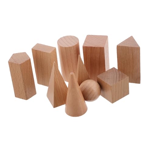 TOBBOMEY 10 Stück Teiliges Holz Geometrischen Formen Pädagogische Bauklötze für Grundschule Interaktives Lernspielzeug für Schüler Handliches Geometrie Modell für Unterricht und von TOBBOMEY