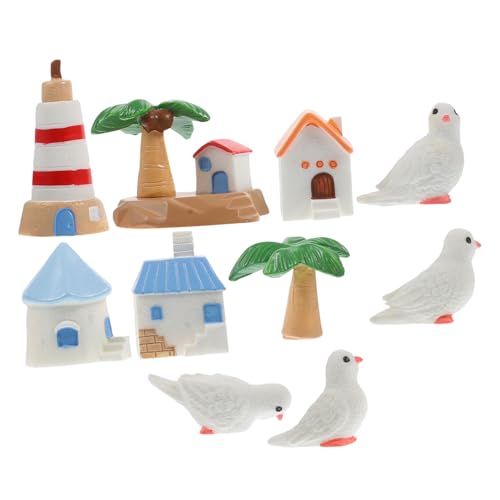 TOBBOMEY 10 Stück Teiliges Mini Beach Style Ornament aus Robustem Resin Micro Landschaftsfiguren mit Feiner Verarbeitung Realistische Miniatur Deko für Puppenhaus Feengarten und von TOBBOMEY