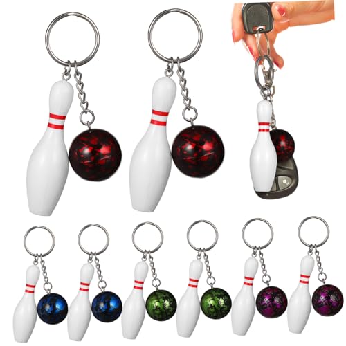 TOBBOMEY 10 Stück Teiliges Mini Bowling Schlüsselanhänger in Zufälligen Farben Sportliches Design Lebendige Anhänger für Taschen und Schlüsseldekoration Robust und Zufällige Farbe von TOBBOMEY