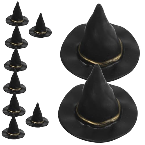 TOBBOMEY 10 Stück Teiliges Mini Hexenhut für Puppenhaus Dekoration Kleine Halloween Hexenhüte für DIY Bastelprojekte Foto Requisiten und Miniatur Zubehör von TOBBOMEY