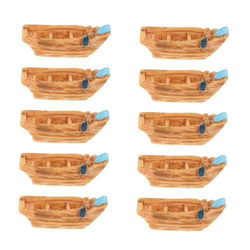 TOBBOMEY 10 Stück Teiliges Miniatur Resin Boot Deko Realistisch Geformt Feine Verarbeitung Wetterfestes Harz für Mikro gärten Puppenhäuser Aquarienzubehör und Kreative Wohnraumgestaltung von TOBBOMEY