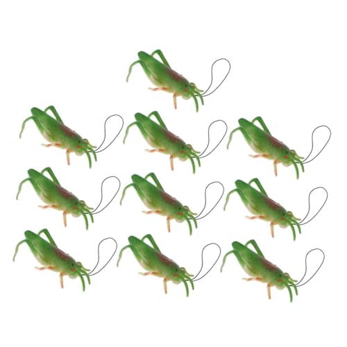 TOBBOMEY 10 Stück Teiliges Realistische Heuschrecken mit Aufhänger Detailgetreue Insektenmodelle für Vielseitige Partygeschenke Schreibtischdeko und Lernspielzeug von TOBBOMEY