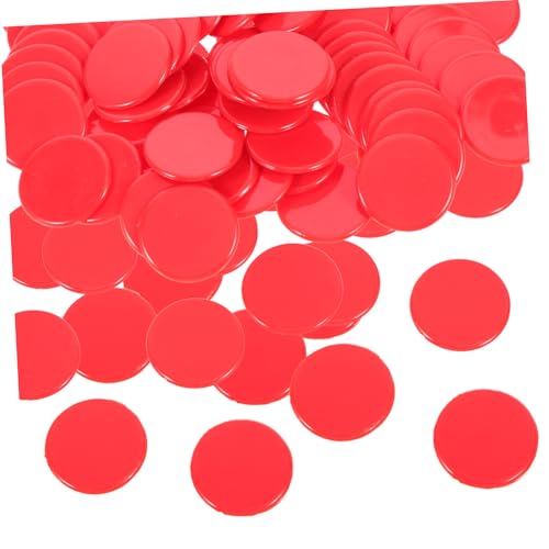 TOBBOMEY 100 Stück Bingochips Spielzähler Rote Spielchips ohne Burr Kinderfreundliche Zählsteine für Bingo Brettspiele Matheunterricht Robust und Glatt Vielseitig Einsetzbar von TOBBOMEY