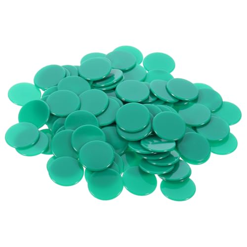 TOBBOMEY 100 Stück Farbige Plastik Bingo Chips Markers Robuste Spiel und Zählchips für Poker Mathematik Übungen Lernspielzubehör Runde Kunststoff Münzen ohne Grate für Bingo und Brettspiele von TOBBOMEY