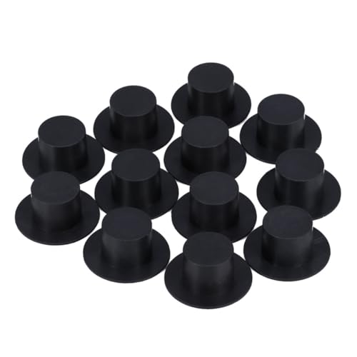 TOBBOMEY 100 Stück Mini Clown Hüte aus Kunststoff Schwarze Miniatur Deko für DIY Handwerk Kreative Weihnachtsdeko Bastelmaterial Zubehör von TOBBOMEY