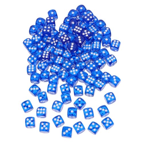 TOBBOMEY 100 Stück Teiliges Acrylwürfel Seitige Bunte Transparente Würfel für Brettspiele Party Zubehör Leicht und Handlich für Spieleabend Ktv Bar Spaß von TOBBOMEY
