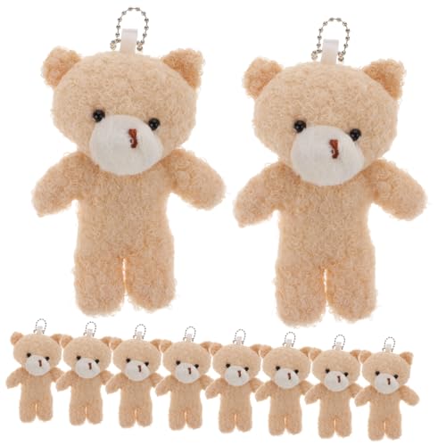 TOBBOMEY 10St Teddybär-Anhänger Multifunktionaler Bärenanhänger Mini-Bärenfiguren kleine Bären kleines Bärenspielzeug hängende kleine Bären Bärenpuppe mini -Fleece Beige von TOBBOMEY