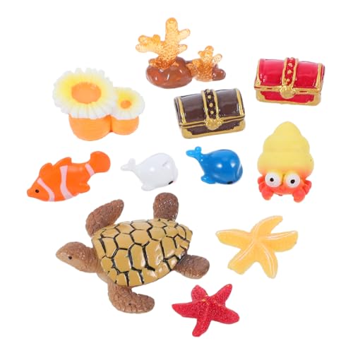 TOBBOMEY 11 Stück Teiliges Miniaturstrand Dekoration für Puppenhäuser und Mikro Realistische Harz Tiere Kreative DIY Accessoires für Sommer Events und Fischbecken von TOBBOMEY