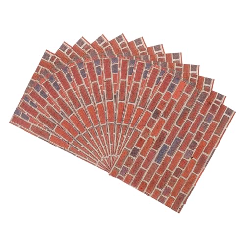 TOBBOMEY 12 Blatt Puppenhaus Tapeten Selbstklebend Rote Mauer Wandverkleidung Miniatur Wandsticker Realistische Struktur Für Puppenhaus Dekoration von TOBBOMEY