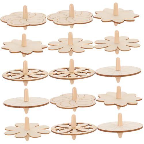 TOBBOMEY 12 Stück Teiliges DIY Holzspielzeug Lustige Gyroskop zum Bemalen Sicherer Kunststoff Holz Mix Leichte Handhabung Pädagogisches Geschenk für Mädchen und Jungen Fördert Feinmotorik von TOBBOMEY