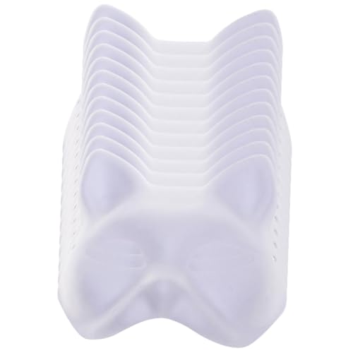 TOBBOMEY 12 Stück Teiliges Katzenmasken aus Papiermasse Unbemalt DIY Bastelmasken für Erwachsene Leichte Stabile und Party Maskerade für Halloween und Cosplay Veranstaltungen von TOBBOMEY