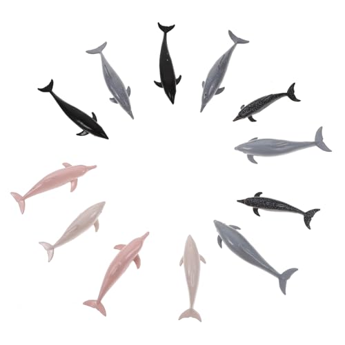 TOBBOMEY 12 Stück Teiliges Mini Delfin Figuren aus Kunststoff Realistische Meeres Tier Modelle Lebensechte Simulation Bunte Delfin Nachbildung für Kinderzimmer Dekoration und Lernspielzeug von TOBBOMEY