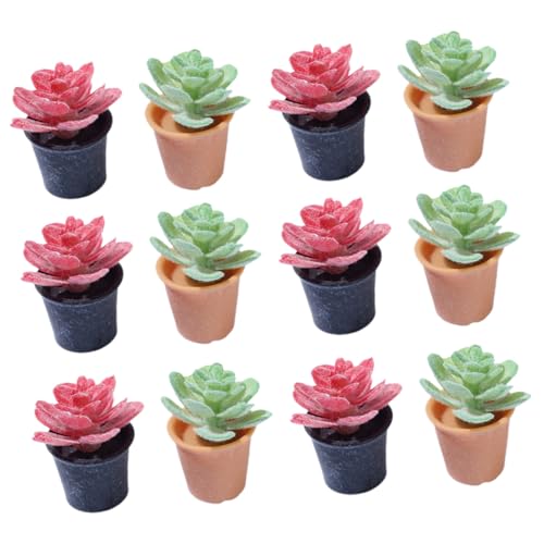 TOBBOMEY 12 Stück Teiliges Miniatur Bonsai Modell Realistische Mini Pflanzen Figuren Puppenhaus Deko für Mini Garten Künstliche Topfpflanzen Feine Verarbeitung für Puppenhaus Accessoires von TOBBOMEY