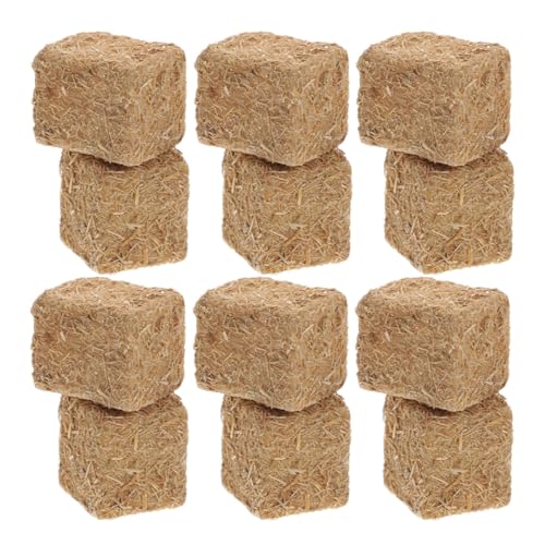TOBBOMEY 12 Stück Teiliges Miniatur Heuballen Stapelbare Realistische Heurick Deko Robuste Wetterfeste Mini Haystacks für Puppenhaus Miniaturgärten und Miniatur Dekor von TOBBOMEY