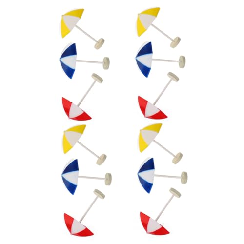 TOBBOMEY 12 Stück Teiliges Miniatur strandsonnenschirm Farbige Micro landschaftsdeko für Puppenhaus Leichtes Detailreiches Beach Accessoire Kindersichere Miniatur Dekoration von TOBBOMEY