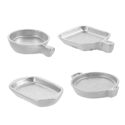 TOBBOMEY 12 Stück Teiliges Pfannen aus Widerstandsfähigem Metall für Puppenhäuser Deko für Mini Häuser und Bastelprojekte Silberne Farbe von TOBBOMEY