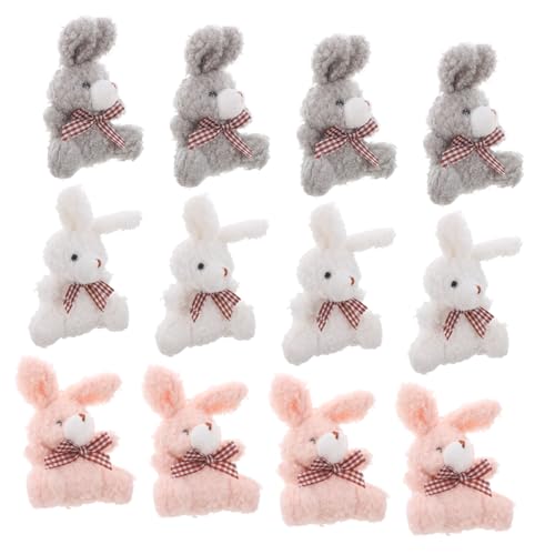 TOBBOMEY 12 Stück Teiliges Plüsch Schlüsselanhänger Kuscheliger Sitzen der Hase Anhänger Niedlicher Bunny Schlüsselanhänger für Mädchen Taschen Dekoration Ostern Mitgebsel Zufällige Farbe von TOBBOMEY