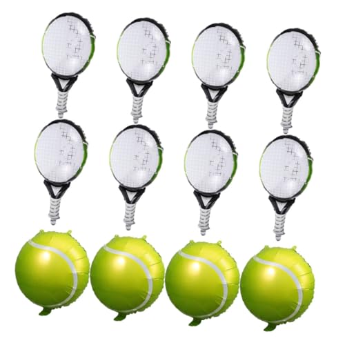 TOBBOMEY 12 Stück Tennisballons, Tennisschlägerballons, Tennisballballons, Tennisball Folienballons, Sportthemaballons, Sportpartyballons, Tennispartyballons von TOBBOMEY