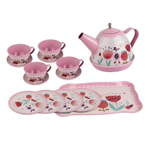 TOBBOMEY 14 Stück Teeservice Teiliges Puppenhaus Zubehör für Tea Party Tassen und Teller Rollenspiele und Kreative Entwicklung von TOBBOMEY