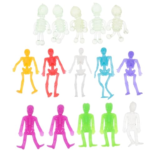 TOBBOMEY 15 Stück Teiliges Halloween Deko TPR Weiche Klebe Spaßfiguren Skelettspielzeug für Sicher und Geruchlos Zufällige Farbe von TOBBOMEY