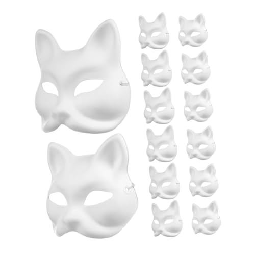 TOBBOMEY 16 Stück Teiliges Blanko Tiermasken aus Papiermasse zum Bemalen Weiße Katzen und Fuchs Masken für DIY Leicht zu Tragen Hautfreundlich für Halloween Fasching Partys TOBBOMEY 16 Stück Teiliges Blanko Tiermasken aus Papiermasse zum Bemalen Weiße Katzen und Fuchs Masken für DIY Leicht zu Tragen Hautfreundlich für Halloween Fasching Partys von TOBBOMEY