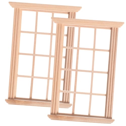TOBBOMEY 2 Miniatur Puppenhaus Fensterrahmen Teilig aus Birkenholz Realistische Unbemalte Holzrahmen für Puppenhausmöbel und Modellhaus Dekoration Vielseitig Bemalbar Stilvolle Mini von TOBBOMEY