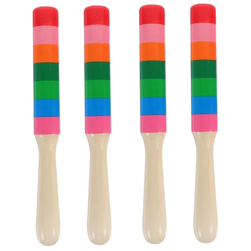 TOBBOMEY 2 Paare Rhythmusstäbe aus Holz Robustes Percussion Instrument Farbenfrohe Musikstäbe für Pädagogisches Schlaginstrument Tragbar und Langlebig für Musikalische Früherziehung von TOBBOMEY
