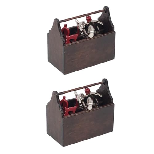 TOBBOMEY 2 Sätze Maßstab Miniatur Familien-werkzeugset für Puppenhaus Szenerie Lichtbraun von TOBBOMEY