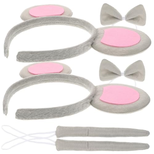 TOBBOMEY 2 Sätze Maus Kostüm Set Halloween Tier Haarreif mit Ohren Schleife und Leichte Accessoires für Karneval Kostümfest Verkleidung und Party von TOBBOMEY