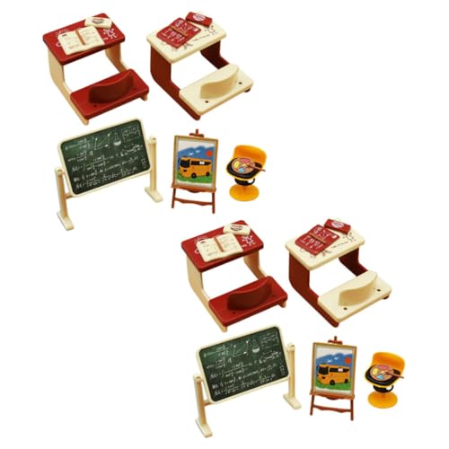 TOBBOMEY 2 Sätze Miniatur Klassenzimmer Modellspielzeug Realistische Mini Schulmöbel Dekoration DIY Mini Haus Zubehör für Puppenhaus Handgefertigte Miniatur Schulzimmer Bastelset von TOBBOMEY